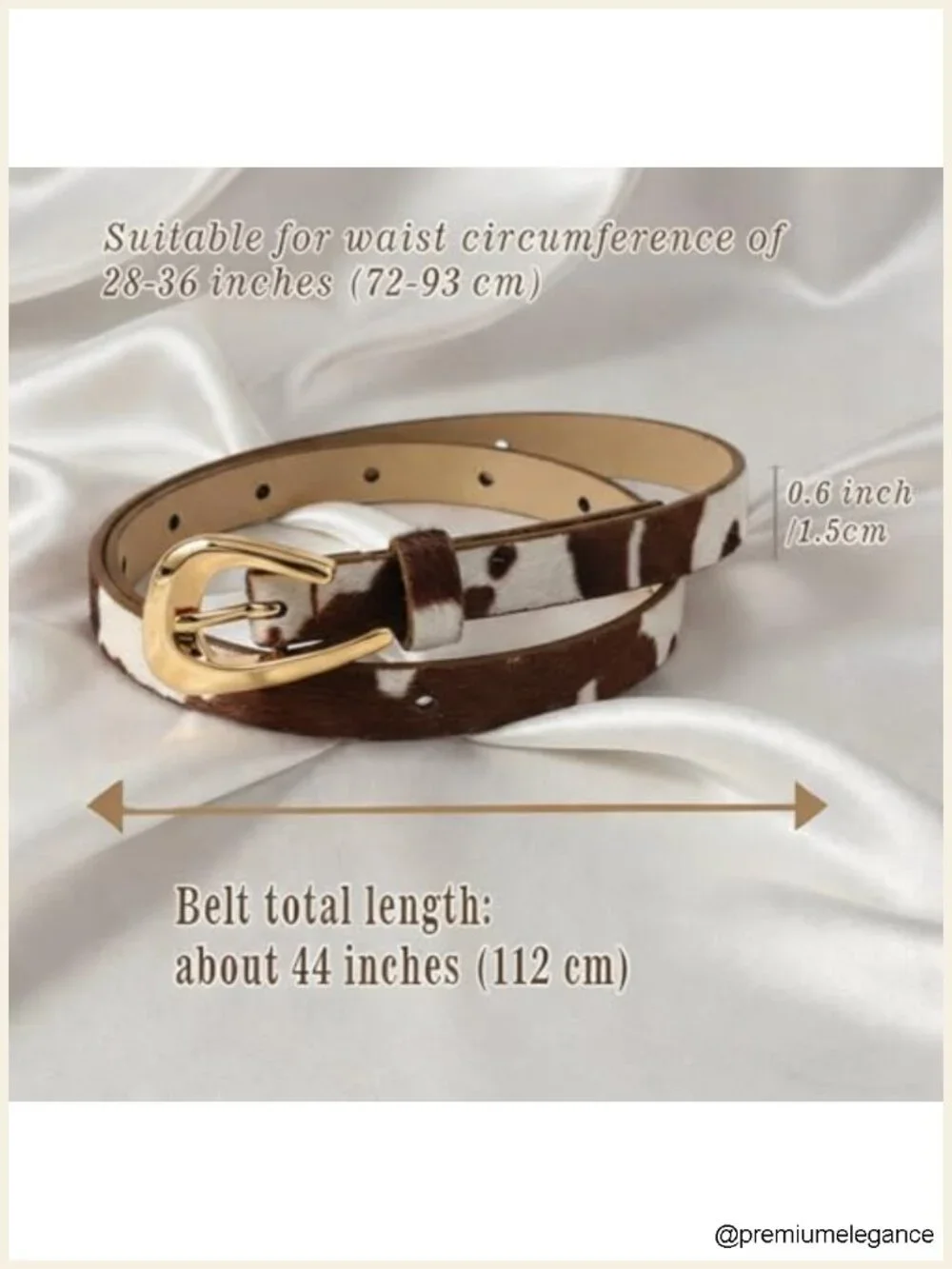 Cow Print PU Leather Skinny Belt with Metal Buckle Western Cowgirl Y2K Style